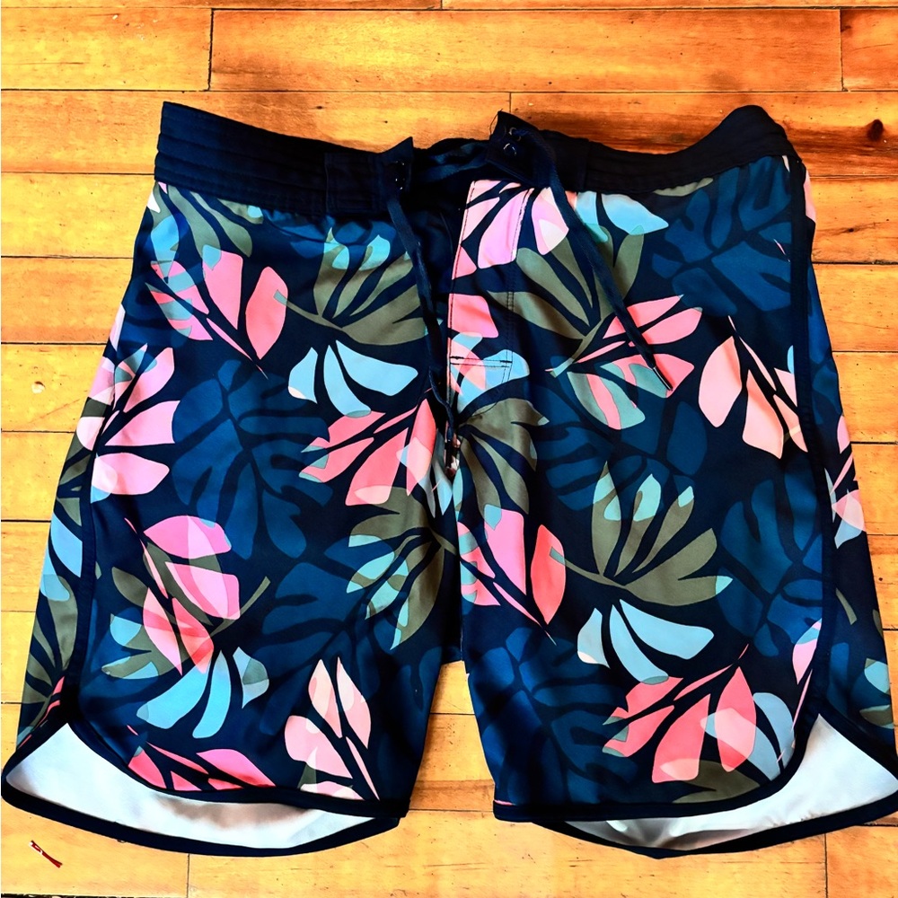 Old Navy Tropical Board Shorts Navy Blue